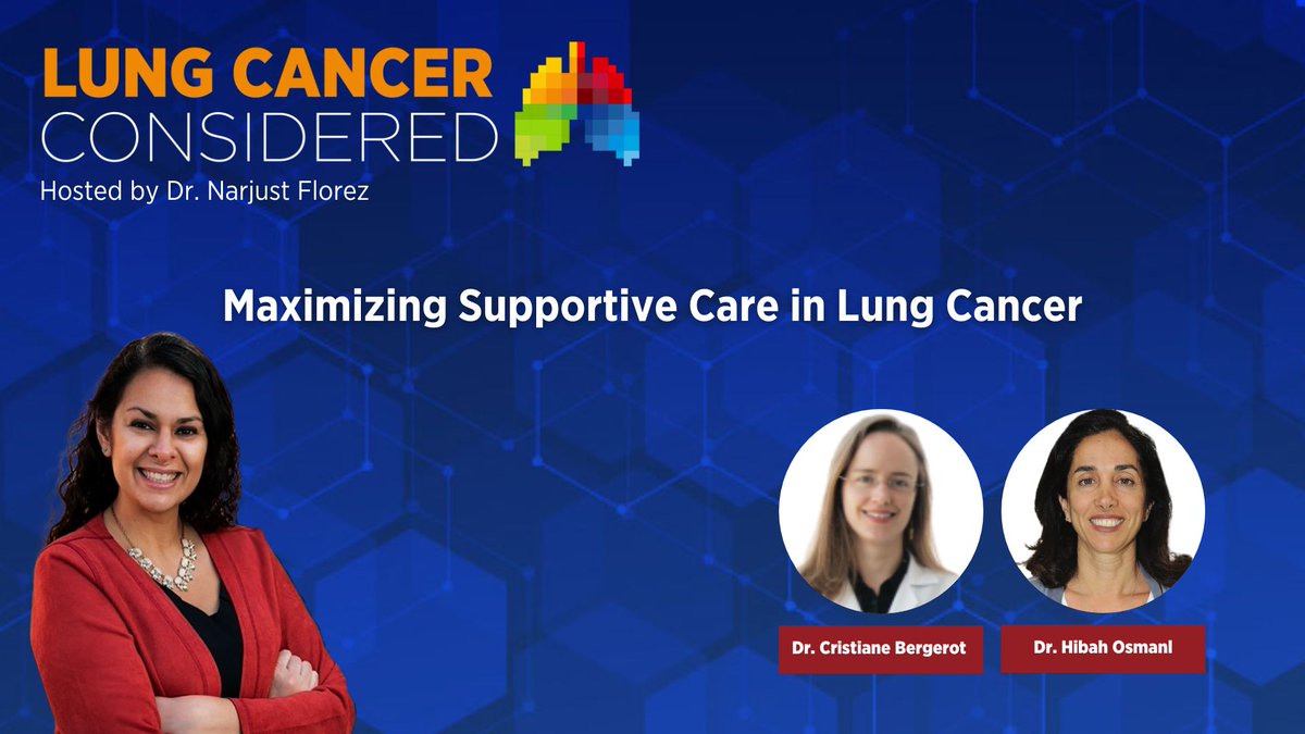 Listen to this highly informative @IASLC #LungCancerConsidered Episode on Maximizing Supportive Care in Lung Cancer, with host @NarjustFlorezMD, featuring Dr. @crisbergerot & Dr. Hibah Osman👏👏👏👏

#pallonc #palliativecare #supportivecare #LCSM
 
bit.ly/SupportLCCare