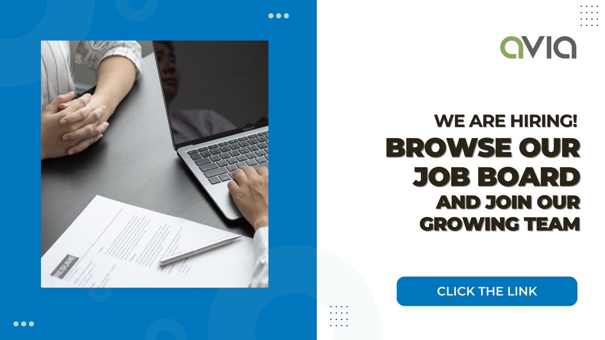 We’re hiring! We have exciting job opportunities available at AVIA across multiple departments. Visit our career page for more details and apply now. jobs.lever.co/aviahealth