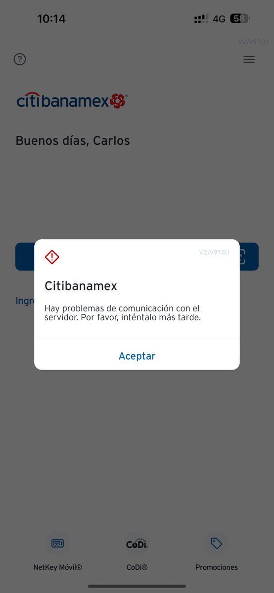 RomCa92's tweet photo. @Citibanamex no me deja iniciar sesión desde ayer, tienen algún problema? https://t.co/hrFV3zRnMi