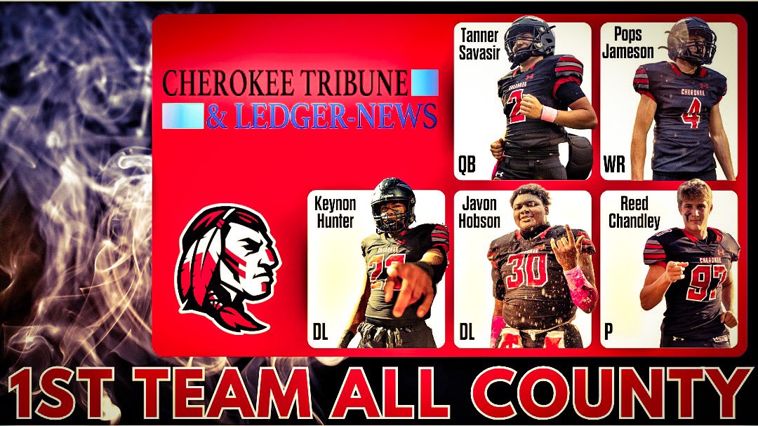 CHS Warrior Football (@warriorschs) on Twitter photo Congratulations to our Cherokee Tribune and Ledger News All County Football selections!
1st Team
<a href="/TannerSavasir/">* tanner savasir</a>
<a href="/PopsJameson/">Kaden “Pops” Jameson</a>
<a href="/keynon_hunter/">Keynon Hunter</a>
<a href="/Javon1030/">Javon Hobson</a>
<a href="/ReedChandley/">Reed Chandley</a>
<a href="/Coach_JoshShaw/">Josh Shaw</a>
🎇 <a href="/WardYount/">Ward Yount</a> Congratulations to our Cherokee Tribune and Ledger News All County Football selections!
1st Team
<a href="/TannerSavasir/">* tanner savasir</a>
<a href="/PopsJameson/">Kaden “Pops” Jameson</a>
<a href="/keynon_hunter/">Keynon Hunter</a>
<a href="/Javon1030/">Javon Hobson</a>
<a href="/ReedChandley/">Reed Chandley</a>
<a href="/Coach_JoshShaw/">Josh Shaw</a>
🎇 <a href="/WardYount/">Ward Yount</a>