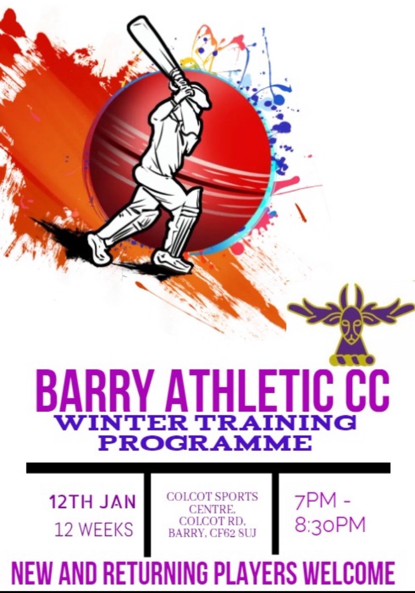 Not long now until we begin our winter training! New players of all abilities welcome! Drop us a DM if you require any info. <a href="/SEWCLeague/">SEWCL</a> <a href="/_BARRYISLAND_/">Barry Island ❤🏴󠁧󠁢󠁷󠁬󠁳󠁿❤ #BarryIsland</a> <a href="/BarryTownUnited/">Barry Town United</a> <a href="/Barrybados/">#Barrybados</a> <a href="/BRORADIO/">Bro Radio</a> <a href="/CricketWales/">Criced Cymru / Cricket Wales 🏏🏴󠁧󠁢󠁷󠁬󠁳󠁿</a>