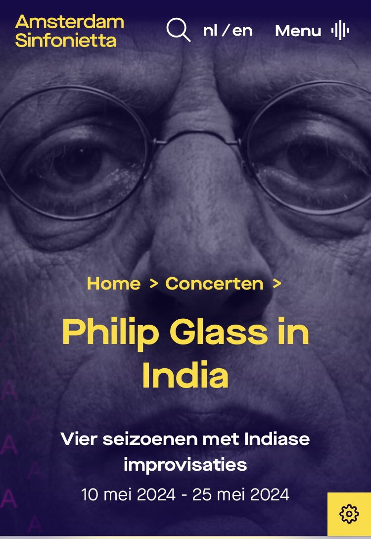GlassHommage's tweet photo. Mooi programma in mei volgend jaar 2024: @philipglass in India door @Ams_Sinfonietta en violist @WillHagenviolin 

Info en tickets: https://t.co/CypwKwxTFH https://t.co/J12wTTafeD