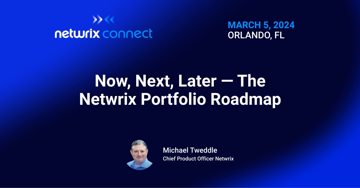 Netwrix's tweet photo. 🚀 Exciting news! #NetwrixConnect 2024 is around the corner! 🌐 

Join Michael Tweddle, our CPO, for an exclusive session on "Now, Next, Later — The Netwrix Portfolio Roadmap." 

🗓️ Save your spot at a discounted price of $399. Don't miss this chance: https://t.co/qPmggpTe11 https://t.co/LIaXdnL2BA