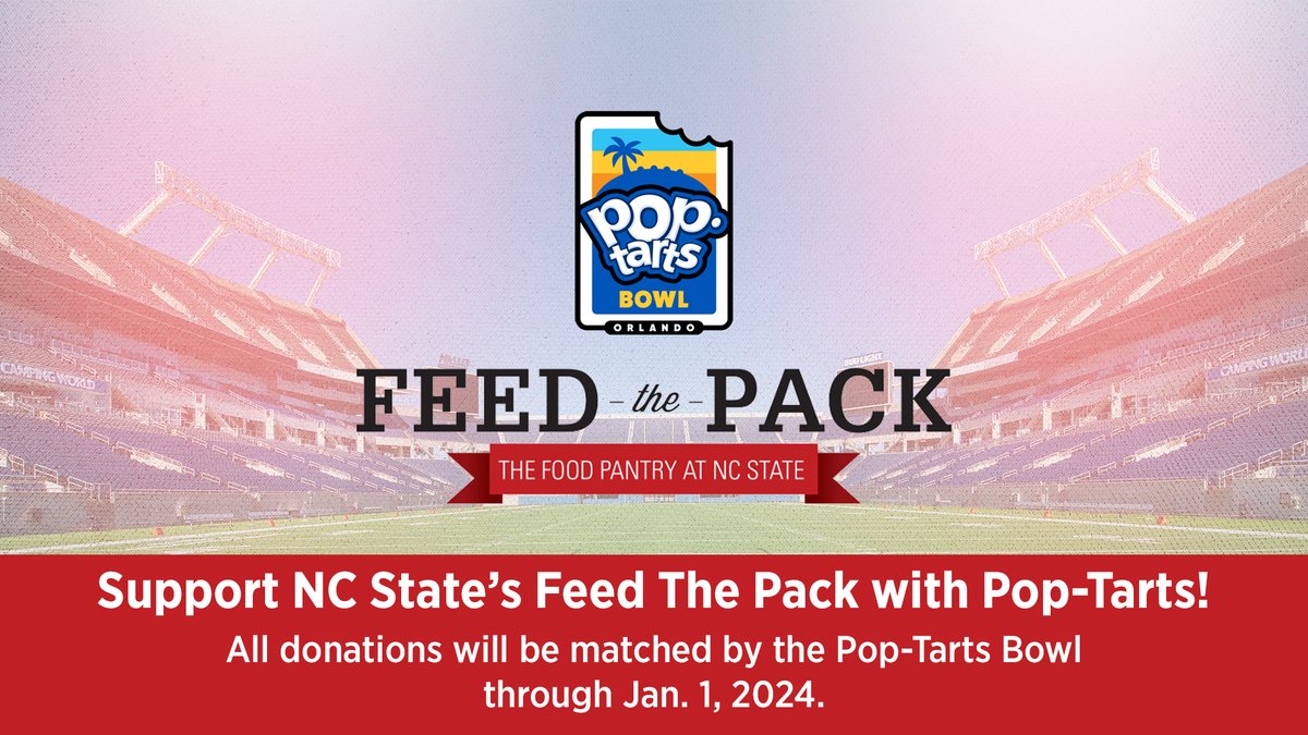 Support a great cause with the gift of Pop-Tarts.

The <a href="/PopTartsBowl/">Pop-Tarts Bowl</a> is matching all Pop-Tarts donations to @FeedthePackNCSU the rest of the year!

Give Today: amzn.to/4anYUGR
