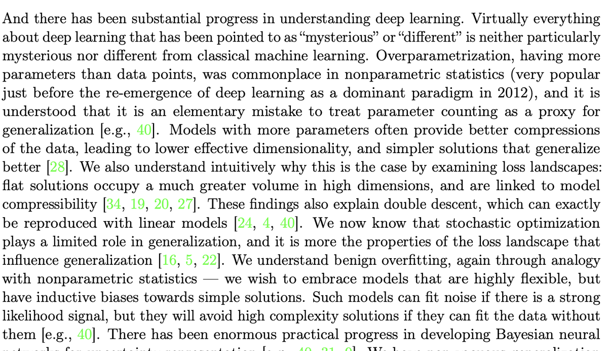 Article with 'Perspectives on the State and Future of Deep Learning' from a number of AI professors. Many interesting points. (Image has answer to 'Why haven’t we made progress towards understanding deep learning and will we ever?' from Andrew Gordon Wilson)