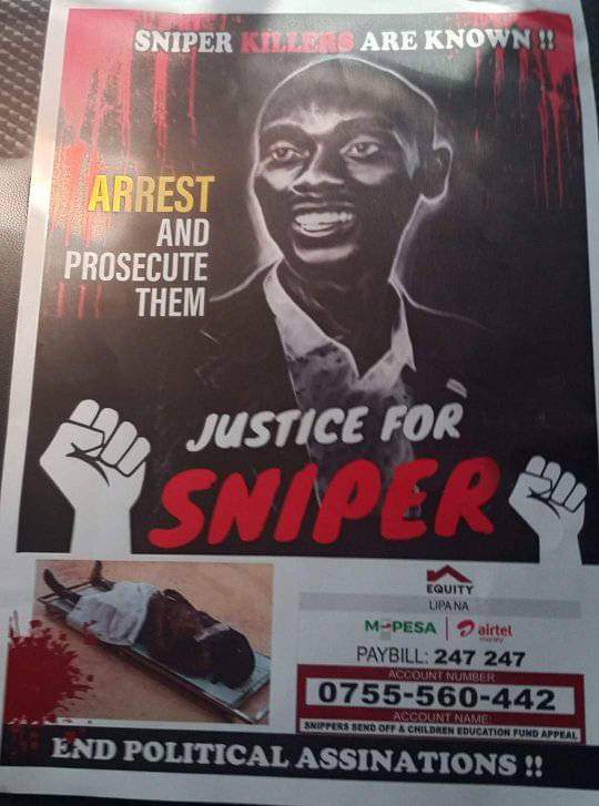 #JusticeForSniper
Sniper killers are known the suspects should know that they messed with the wrong generation.Dpp and the DCI hurry up.
##JusticeForSniper #DPPActionNow