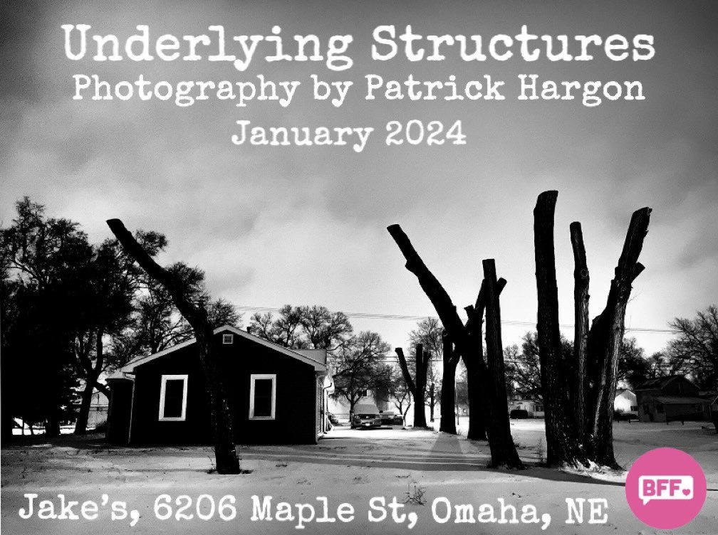 Happy to curate this new show, “Underlying Structures” for <a href="/hargon/">Patrick Hargon</a> at Jake’s in Omaha for <a href="/BFFOmaha/">BFF Omaha</a> 📸 Patrick is very talented and has the most incredible eye. Beauty. Melancholy. Stillness. Tension. Balance. Please come and see it! #art #photography #bnw #omaha #bff
