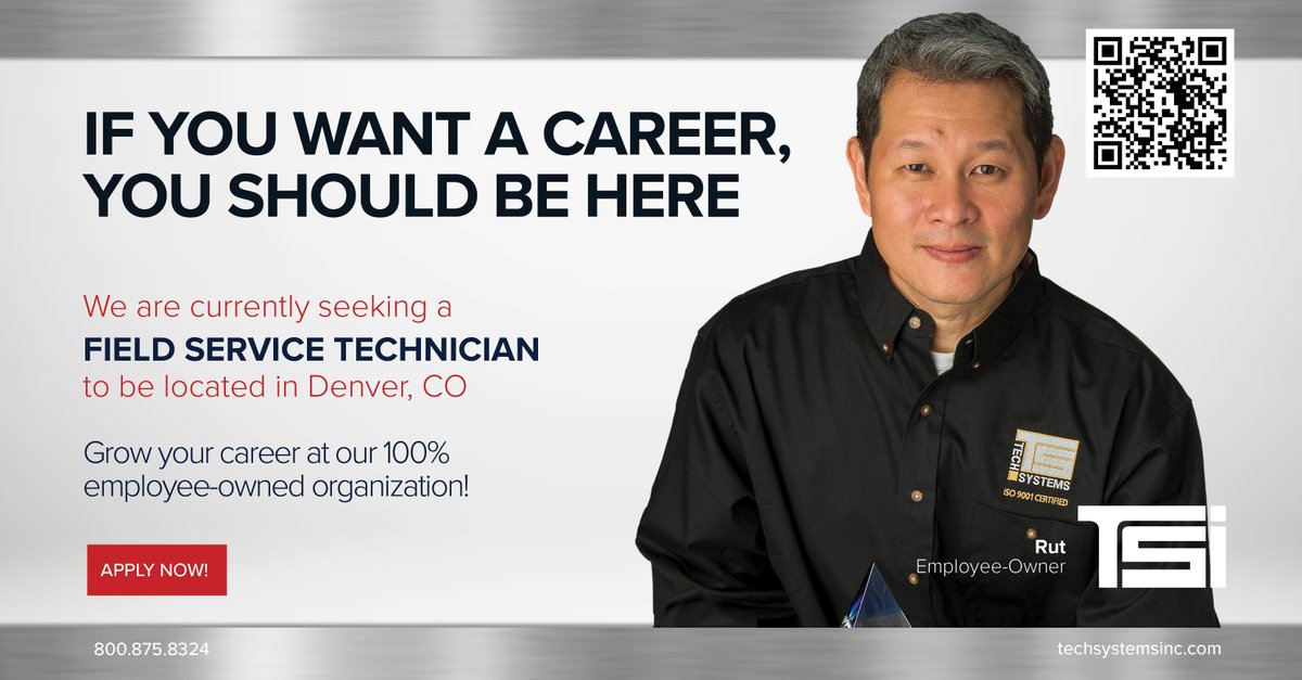 TSI_FOCUS's tweet photo. For a full job description and to apply, visit the link below or scan the QR code on this banner.
https://t.co/s7dVliJAas

Or to view all employment opportunities click here
https://t.co/V8m9fTREY7

#tsiesop #buildacareer #tsicareers https://t.co/ICQ48f8qKd