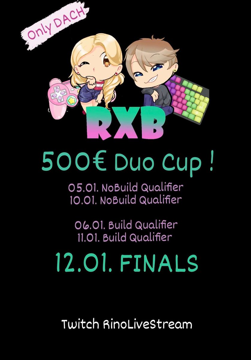 ‼️Wir suchen Dich und deinen Duo Mate‼️

50 NoBuild Duos vs 50 Build Duos 👊

Wie könnt ihr dabei sein?
-Folgt <a href="/BlondyLive/">Blondy</a> &amp; <a href="/RinoxBlondy/">RinoxBlondy</a> 
-Kommentiert, ob ihr ZB Player oder Build Player seid und 
  markiert euren Duo Mate 
- Reposten 
Einladungen werden ab dem 29.12.
