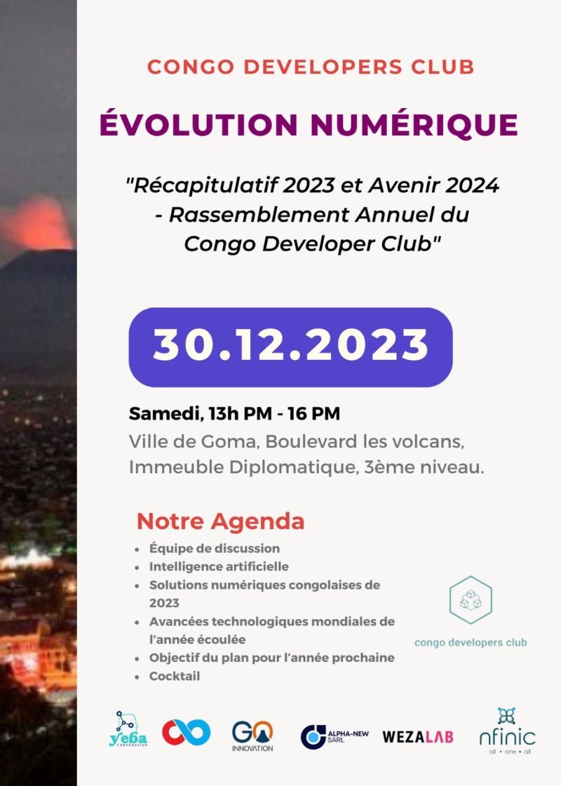 CongoClub's tweet photo. Nous voici arrivés à la fin de l'année 2023, et quelle année exceptionnelle cela a été ! Nous sommes ravis de vous convier à notre Meet-up de fin d'année qui se tiendra le 30 décembre 2023. https://t.co/4g5z6vwDJ0