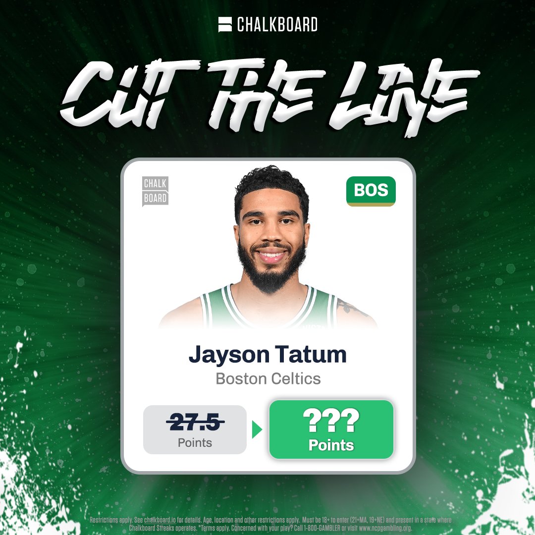 ✂️ CUT THE LINE ✂️

For every 100 RT's, we will drop Jayson Tatum by 1 point tomorrow. 

Ends at midnight PT ⌛️