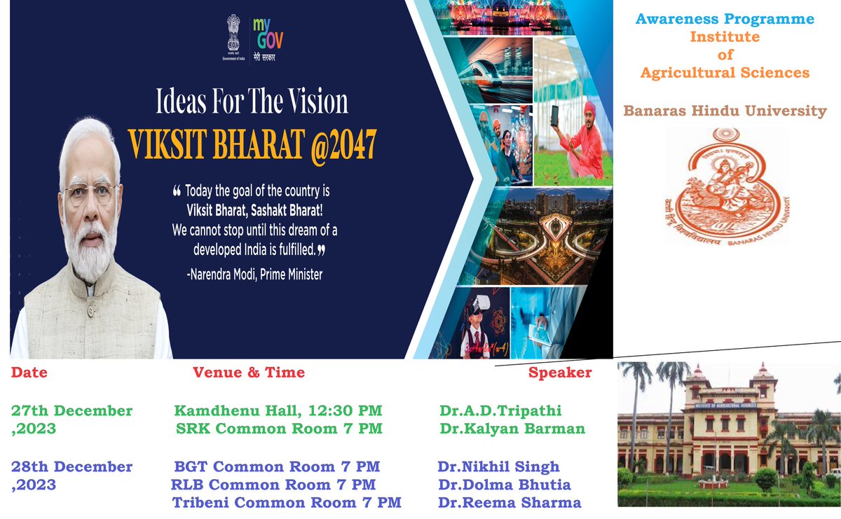 srk_hostel's tweet photo. On the occasion of VIKSIT BHARAT initiative taken by the Govt. Of India🇮🇳, an awareness programme commenced today with the auspicious presence of the following dignitaries :
Dr. Kalyan Barman Sir 
Dr. Amitava Rakshit Sir
Respected Wardens ~ VK Tripathi Sir &amp; Sudhir Rajpoot Sir https://t.co/PMWpdN8ZXX