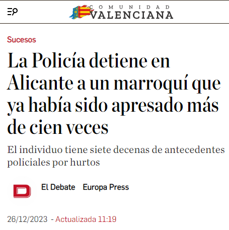 Apresado ¡más de 100 veces!😳 

En <a href="/vox_cv/">VOX Cortes Valencianas</a> lo tenemos claro: Deportación inmediata a su país para que cumpla condena allí sin posibilidad de volver a pisar suelo español. 

📲#RP si estás de acuerdo con el ÚNICO partido que quiere adoptar esta medida: <a href="/vox_es/">VOX 🇪🇸</a>