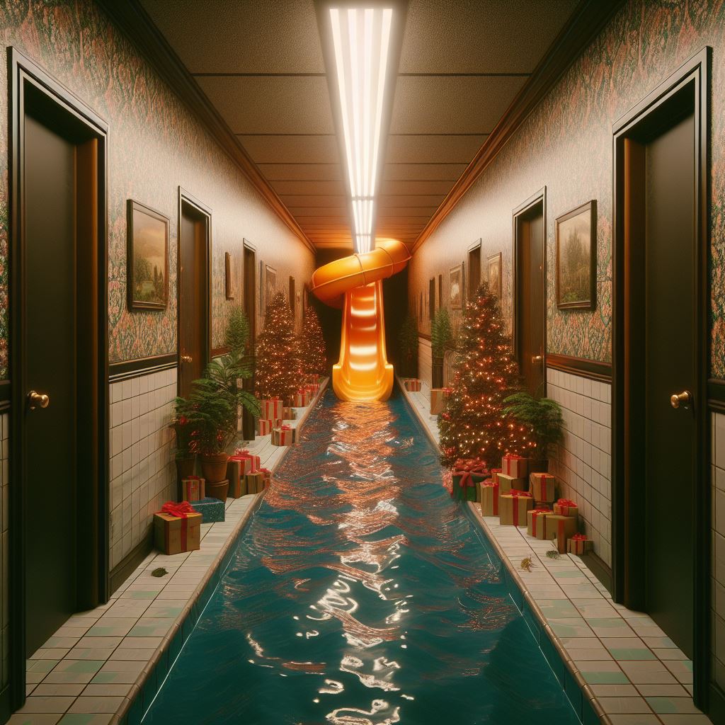 WireRimGlasses's tweet image. Never too late to celebrate.
#hallway #christmastree #poolcore #liminalspace #AI #AIart