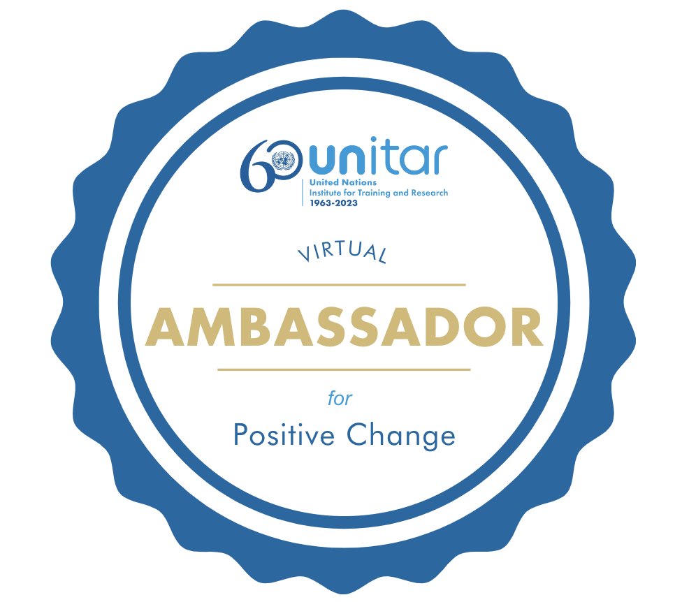 Proudly announcing that I become @UNITAR Virtual Ambassador for Positive Change! I'll passionately continue my work to achieving #SDGs #sustainability #GreenAgenda #climatechange #act4sdgs #unitarmetaverse @AmbassadorAminK @Sdg13Un @ProfStrachan @AdamRogers2030 #climate