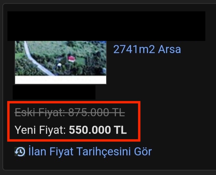 Finansal özgürlük planlarına paralel,düzenli olarak İstanbul dışında arsa bakıyorum ileride ev yapmak için.Özellikle Sahibinden'e koyulan ilanlarda fiyatlandırmada hiç bir matematik yok.Tamamen paşa gönlünüz ne isterse.Haliyle de patron çıldırıp aniden 1m indirim yapabiliyor :)