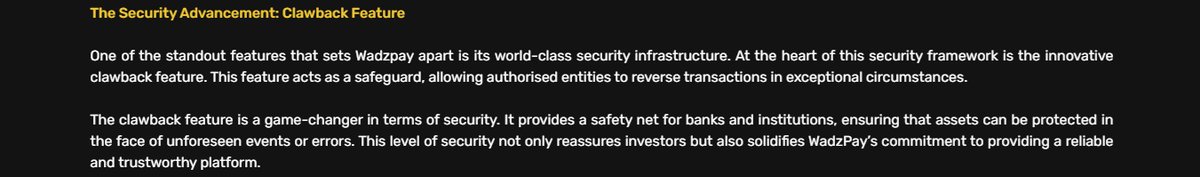 Malaika_808's tweet photo. .#WPC features that are game-changers for blockchain payment systems:

✅No fee, partial, or multiple refunds
✅Multiple currencies in a single transaction and available with loyalty tokens
✅Clawback feature to reverse transactions in exceptional circumstances

#WTK #WadzPay https://t.co/Uh0utJeUjq