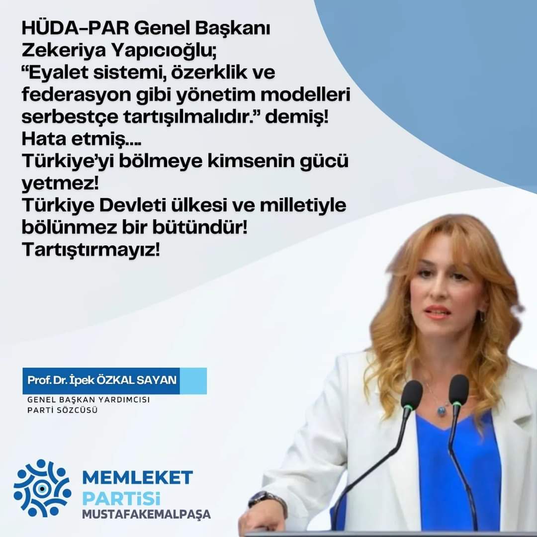 Mecliste Terörist İstemiyoruz!
<a href="/ipekozkal/">Prof.Dr. İpek Özkal</a> 
#MemleketPartisi 
#HüdaPar
#ZekeriyaYapıcıoğluTutuklansın 
#ZekeriyaYapıcıoğlu 
#MeclisteTeröristİstemiyoruz