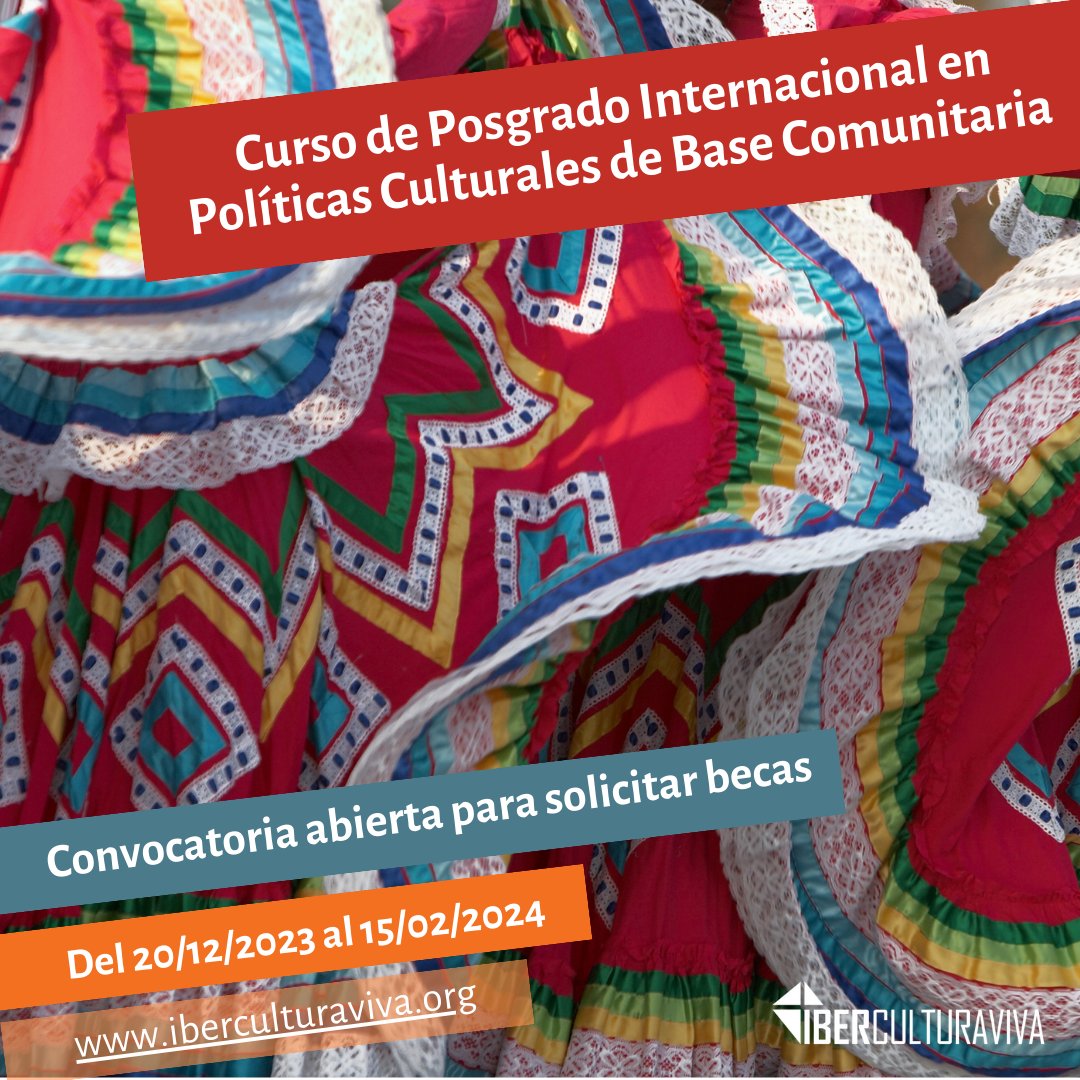 Ya se encuentra disponible la convocatoria de becas para el Curso de Posgrado Internacional en Políticas Culturales de Base Comunitaria 2024.

Inscripciones hasta el 15 de febrero de 2024

Revisa los detalles en 👉 cultura.gob.cl/convocatorias/…
