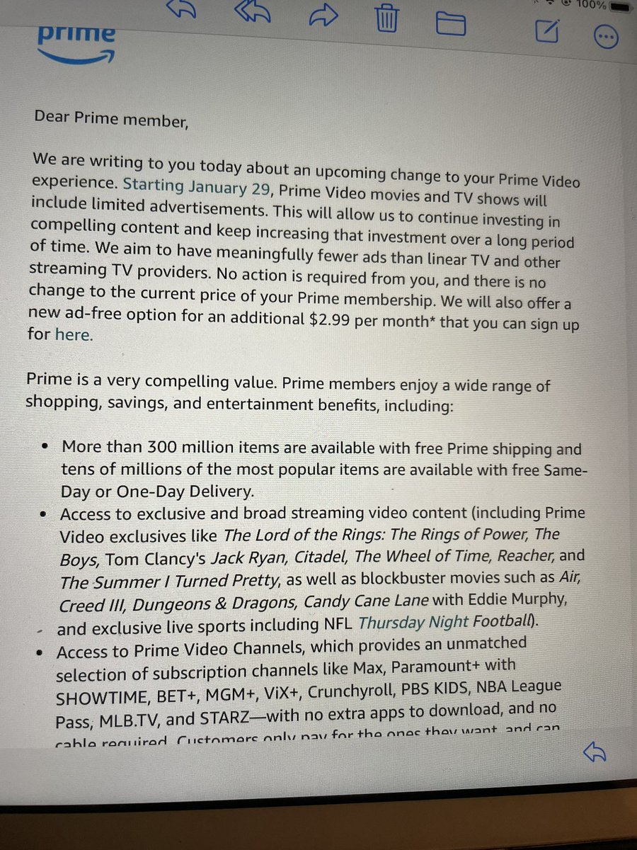 danniegurl's tweet photo. @PrimeVideo  No. I already pay you for the service. You don’t need ads. You just made it so I’ll be less likely to watch your service. You already changed prime music it’s barely usable. Like nah. #prime #primevideo #primenocommercials https://t.co/T1INk4odrO