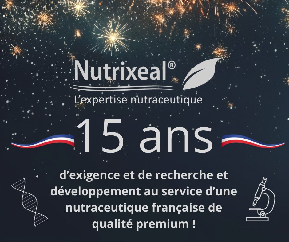 En 2023 le #laboratoire #Nutrixeal a fêté ses 15 ans !
Nous remercions tous nos collaborateurs, partenaires, et clients fidèles, qui contribuent chaque jour au succès de l’aventure Nutrixeal. 
Très belles fêtes à tous !
nutrixeal.fr/conseils/dossi…
#Expertise #Nutraceutique