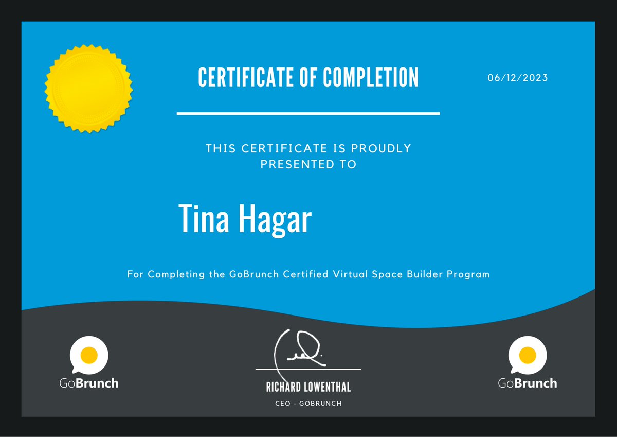 Hey, I'm excited to share that I just got certified as a GoBrunch Certified Virtual Space Builder! 🎉 It was an incredible journey. Can't wait to start building more amazing virtual spaces.
#GoBrunch #virtualcollaboration #remotework #virtualworkspace
