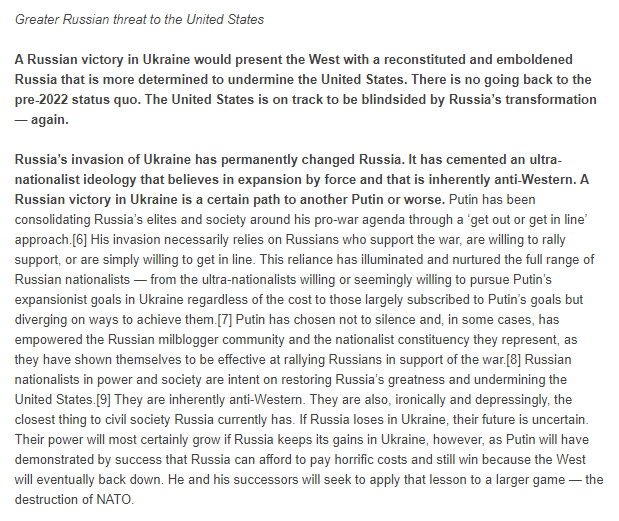 TheStudyofWar's tweet photo. "Russia’s invasion of Ukraine has permanently changed Russia," writes @nataliabugayova. "It has cemented an ultra-nationalist ideology that believes in expansion by force and that is inherently anti-Western." (1/3) https://t.co/FuWP26VgY7