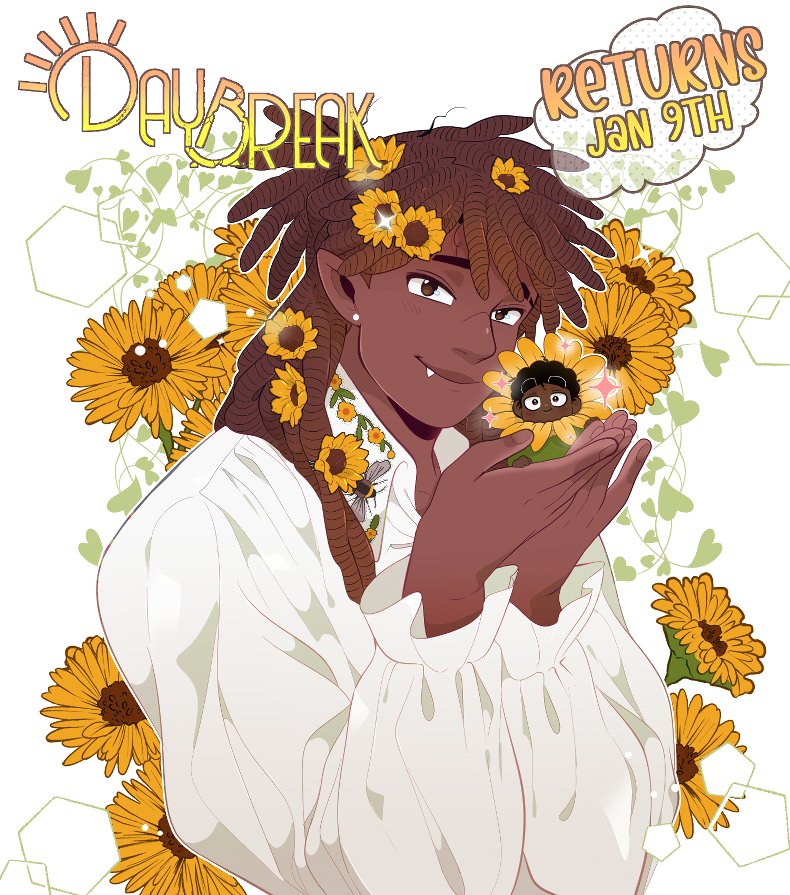 dreadlocks dark skin flower dark-skinned male male focus 1boy sunflower  illustration images