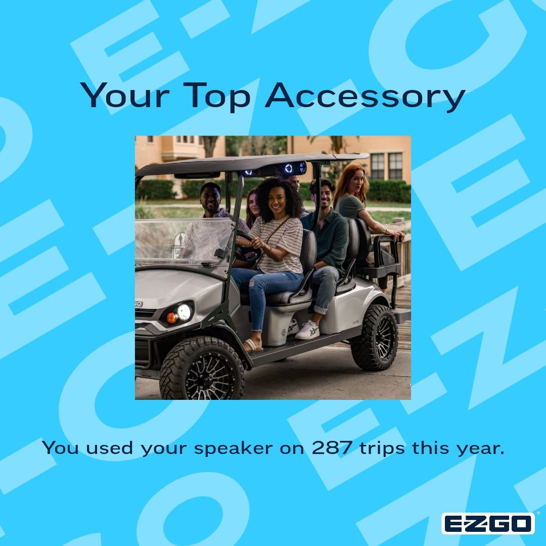 NationalCarts's tweet photo. Imagine a year where your playlist isn't just about music; it's about your adventures on your EZGO! 

 This could be YOU next year! 

 Join the EZGO family, where every ride is a celebration
 #NationalCarts #EZGO #GolfCarts https://t.co/dYmqdkFrh2