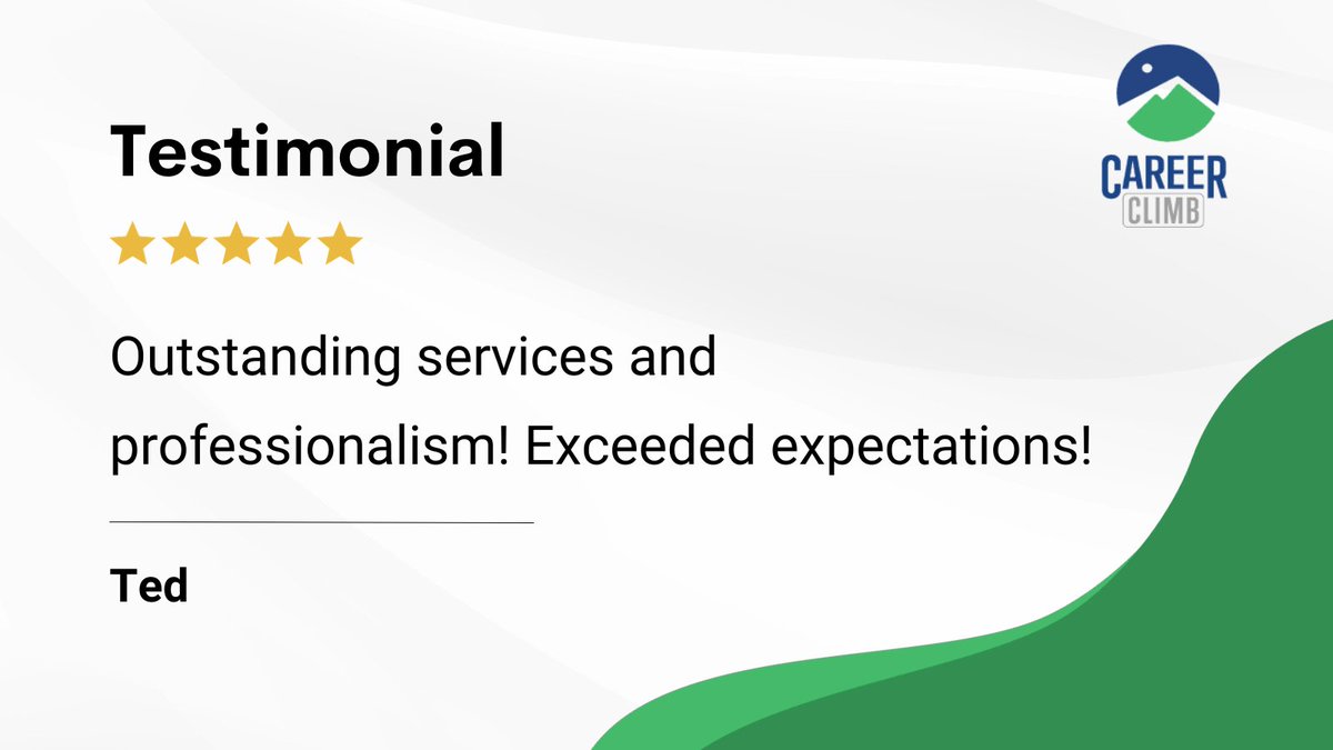 ⭐⭐⭐⭐⭐ 
Ted, thank you.

bit.ly/47DNw7Y  

#CareerClimb #ResumeWriting #ResumeServices #ProfessionalResumes
