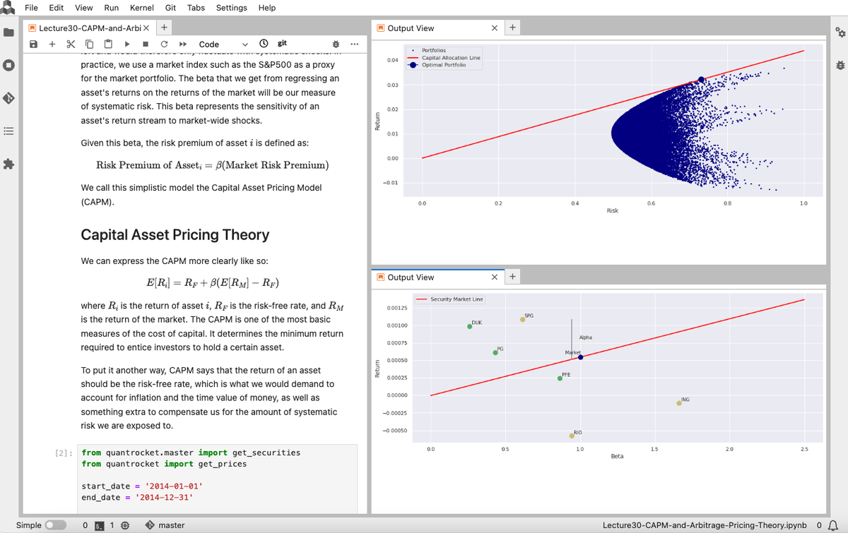 QuantRocket_LLC's tweet photo. Remember the Quantopian Lecture Series? This comprehensive, 45-part lecture series introduces Python's scientific computing libraries and covers numerous topics in statistics and finance.

Access the lectures for free in QuantRocket: https://t.co/DXI4fTBt8k https://t.co/wD3oV76RhP