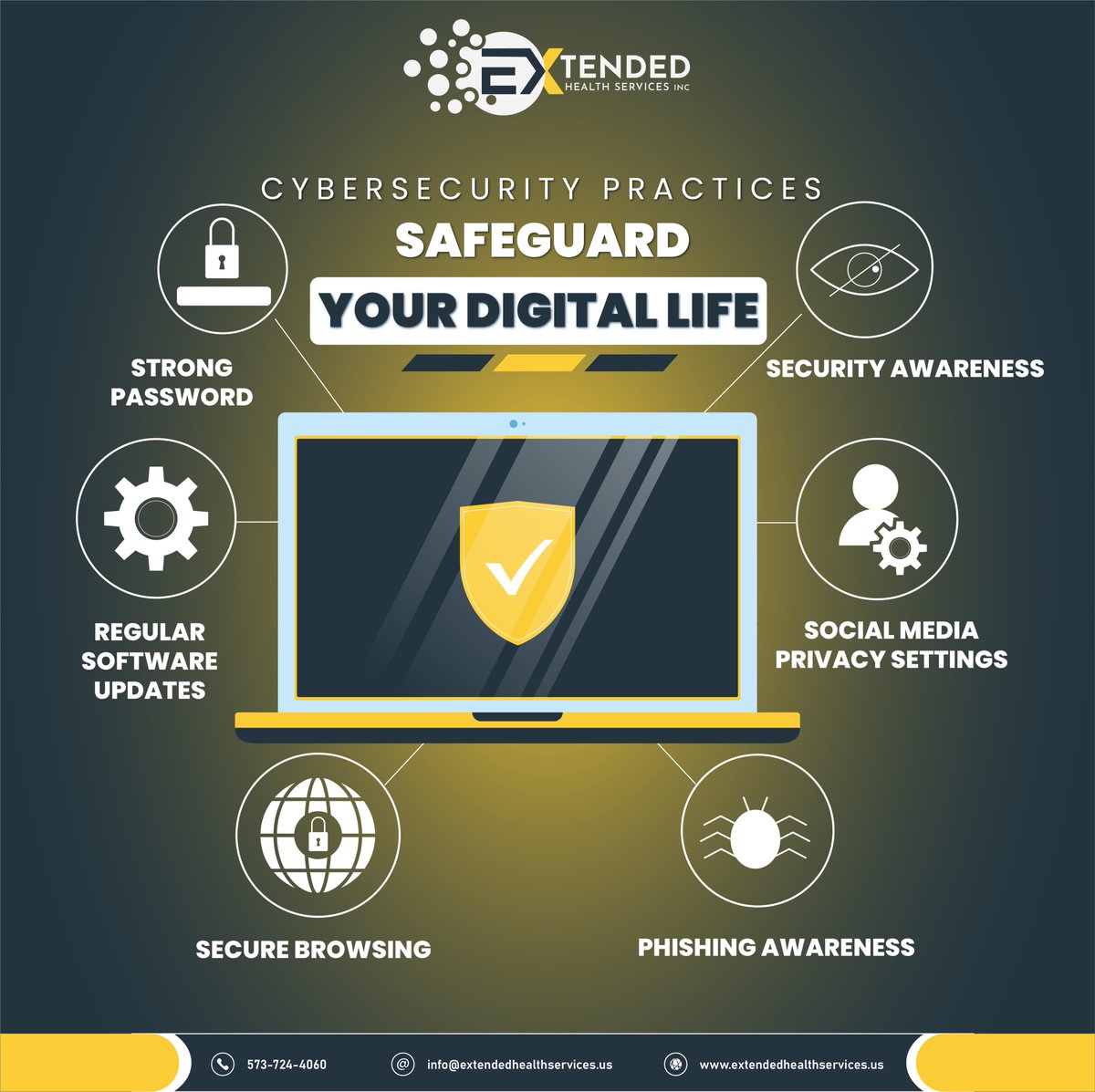 HealthExtended's tweet image. 10 essential cybersecurity practices to safeguard your digital life

Contact us today to learn more:
Phone: 573-724-4060
Email: info@extendedhealthservices.us
Website: extendedhealthservices.us
.
#extended #CybersecurityTips #DigitalSecurity #OnlineSafety #DataProtection