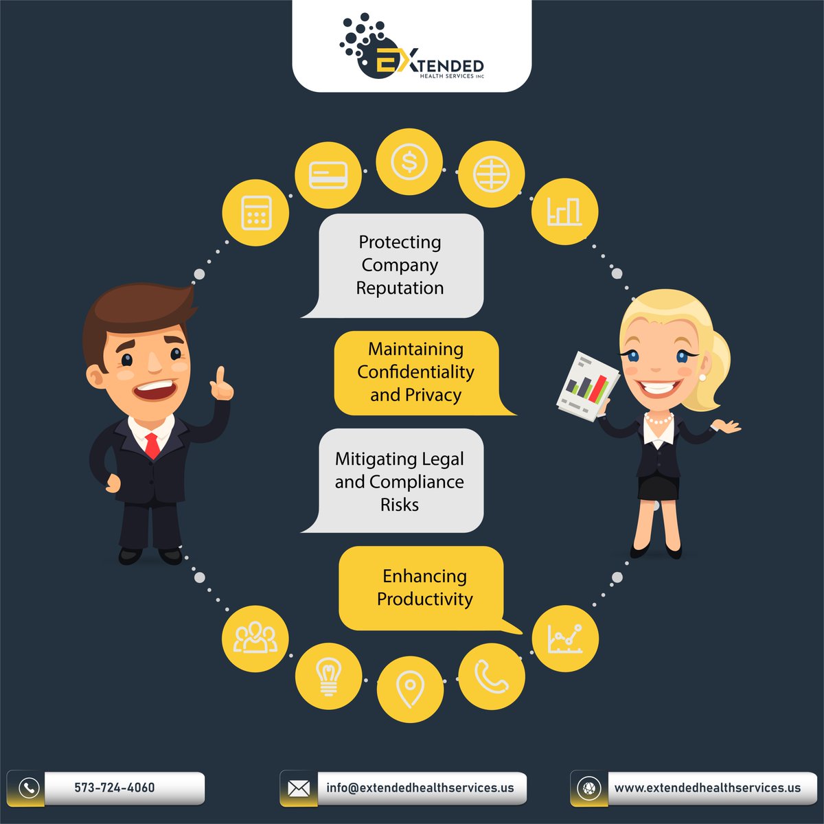 HealthExtended's tweet image. 04 reasons you should have Social Media rules for Employees
.
Contact us today to learn more:
Phone: 573-724-4060
Email: info@extendedhealthservices.us
Website: extendedhealthservices.us
. 
#protectcompanyreputation #ConfidentialityMatters #productivityfirst