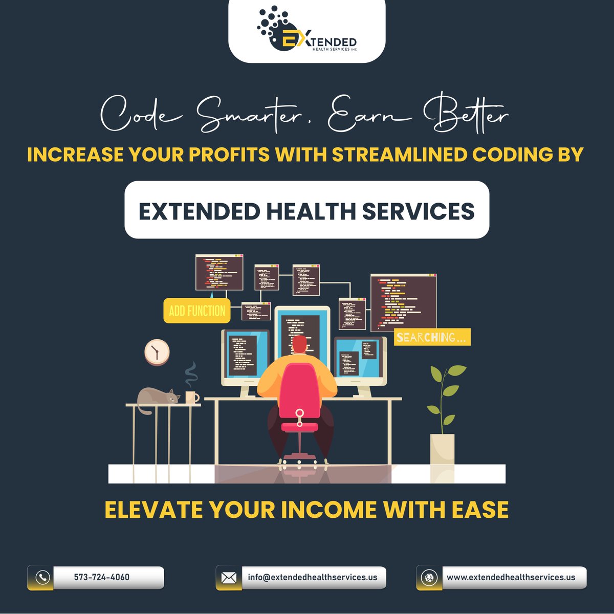 HealthExtended's tweet image. Envision the capability to elevate your income without having to put in additional hours, recruit additional staff, or provide extra services.  You can boost efficiency and utilize saved time and resources to increase your profits by optimizing your code
.
#extendedhealthservices