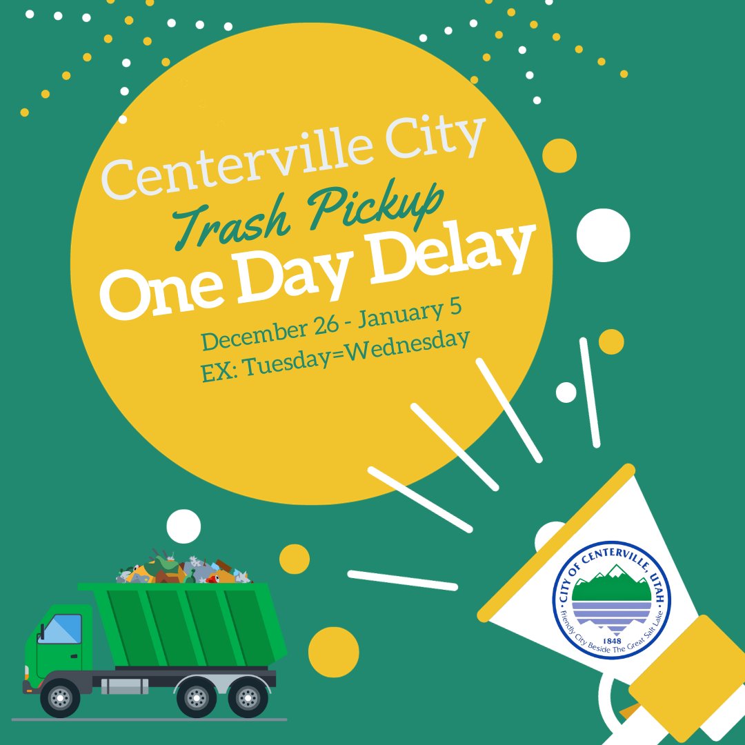 Sorry for the inconvenience but we will do our best to pick up as quickly and efficiently as possible. #centervilleutah #trashpickup #CentervilleUT