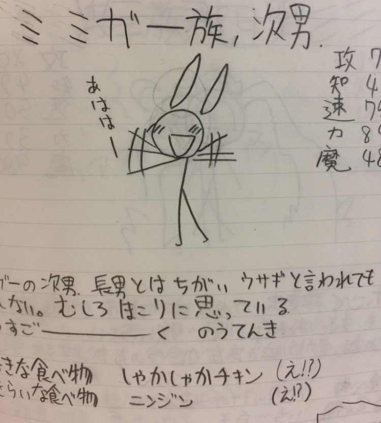 「じゃあ…私が小学生の時に描いてたオリ棒と…2019年にそれをリメイクしたやつでも」|ネオジャンボ餃子🥟のイラスト