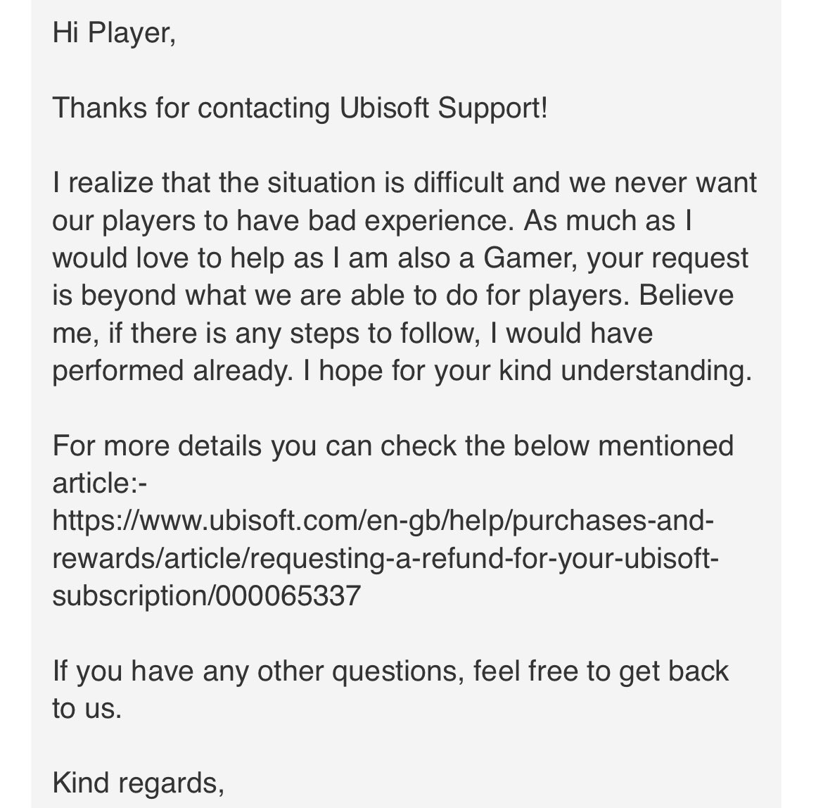 herebythesea's tweet photo. @UbiSupportDE Wenn man doch noch Hoffnung schöpft, eine persönliche Antwort zu erhalten und dann doch nur einen Roboter erhält, ist man bei @ubisupportde. Sehr schwach. https://t.co/PA2TmYlI4F
