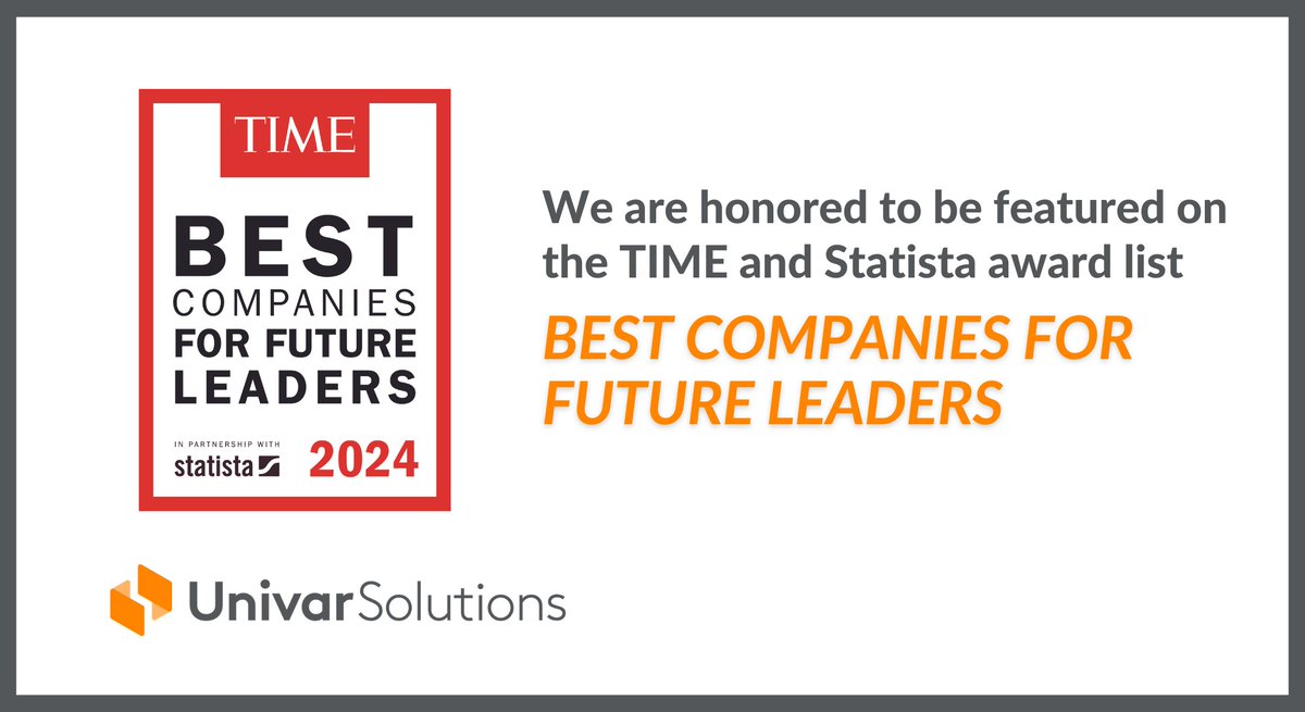 Let the celebration continue 🎉 TIME and Statista have named Univar Solutions among the Best Companies for Future Leaders 🖱️ bit.ly/3t5AFfJ