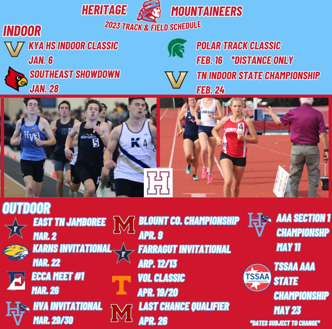 Indoor is quickly approaching, which means the beginning of track season! The Mountaineers will kick off the indoor season at the <a href="/KnoxYouthAth/">Knoxville Youth Athletics</a> Indoor Classic at Vanderbilt on January 6th. 

Note: outdoor schedule is subject to change