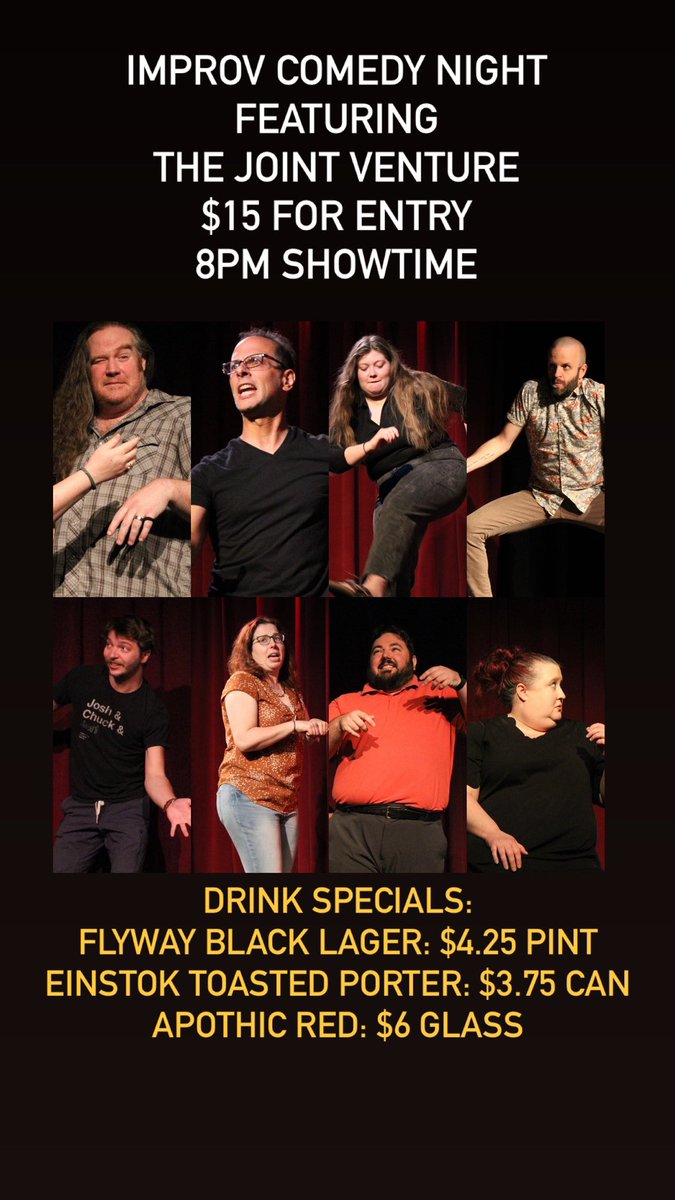 It’s Wednesday &amp; it’s time to get weird! Improv Comedy Night featuring The Joint Venture is Tonight. Fans of “Whose Line Is It Anyway?” or Second City will Love this show! It’s $15 for Entry. 

Doors Open at 7pm 
8pm Showtime.

For additional info:
thejointargenta.com