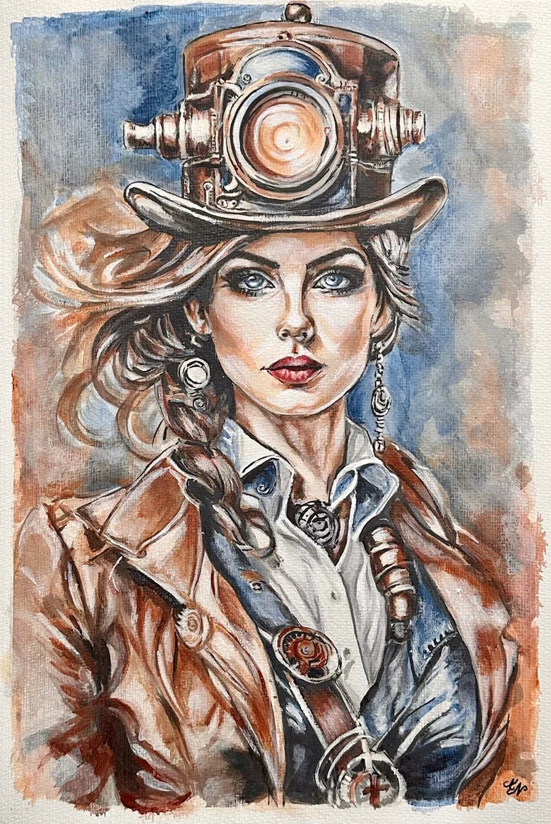 artfinder.com/product/steamp… #steampunk #futuristic #victorian #style #stylish #mechanical #vintyge #indrustial #urban #sciencefiction #painting #homedecor #girl #fineart