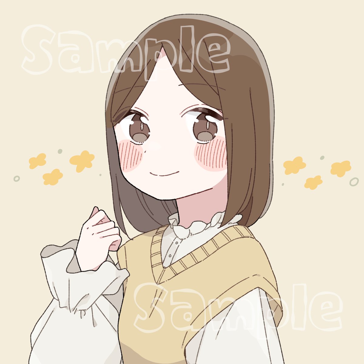 「【ご依頼】 ココナラ経由でアイコンイラストを制作いたしました 淡い黄色が好きとの」|毬那🌸LINE着せかえ発売のイラスト