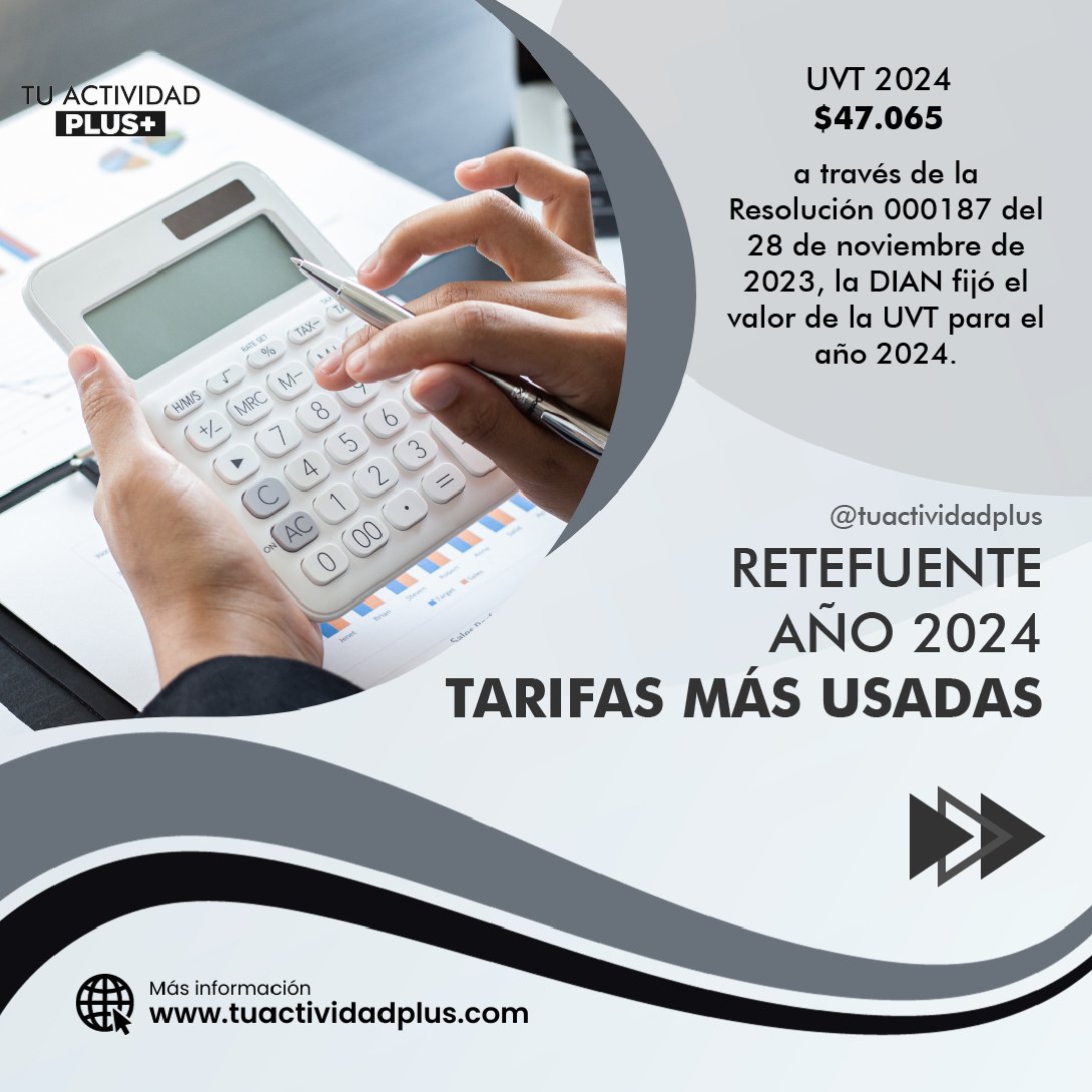 tuactividadplus's tweet photo. Conceptos y tarifas más usadas de retención en la fuente 👁️

Contáctenos: ☎️ (+57) 602 891 2404 📞

#contador #contadora #tuactividadplus https://t.co/vymuZd4hnF