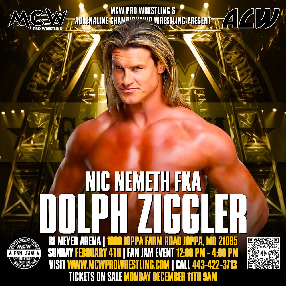 MCWWrestling's tweet photo. Former #WWE Star @HEELZiggler is coming to The RJ Meyer Arena in Joppa, #Maryland on Sunday February 4th for #MCWFanJam 2️⃣‼️

Meet Nearly 3️⃣0️⃣ Pro Wrestling Personalities🔥

👉👉👉 https://t.co/ZOwx6qQLP9 https://t.co/2VtQx3YpfJ