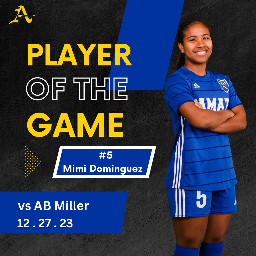 AmatSoccer's tweet photo. Today’s Player of the Game vs AB Miller (12/27) Mimi Dominguez. #AmatSoccer https://t.co/7YW13erElF