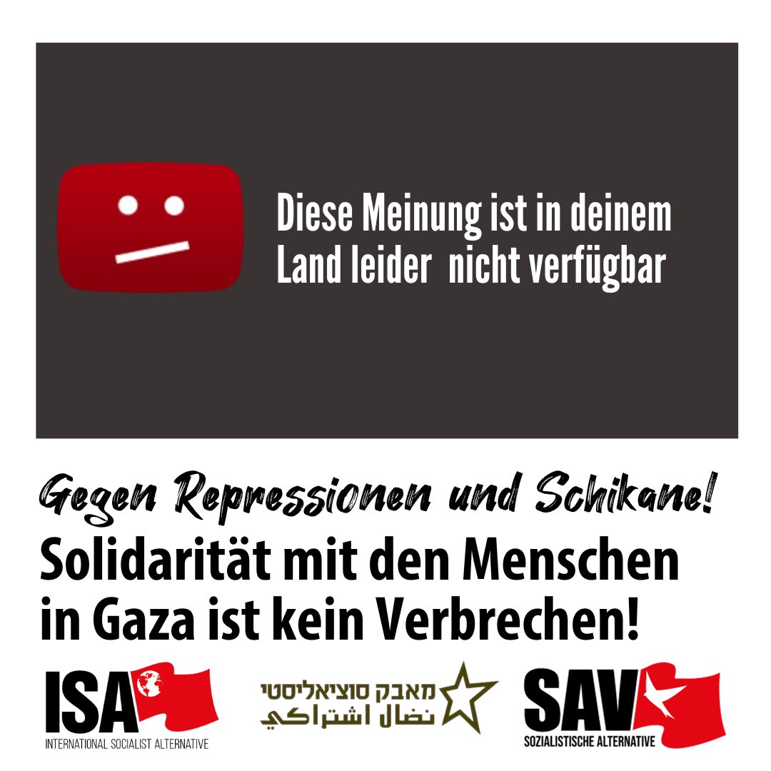 Noch immer wird Kritik an #Israel mit #Antisemitismus gleichgesetzt, Demonstrationen in #Solidarität mit den Menschen in #Gaza werden mit restriktiven Auflagen belegt - wir solidarisieren uns mit allen Betroffenen!