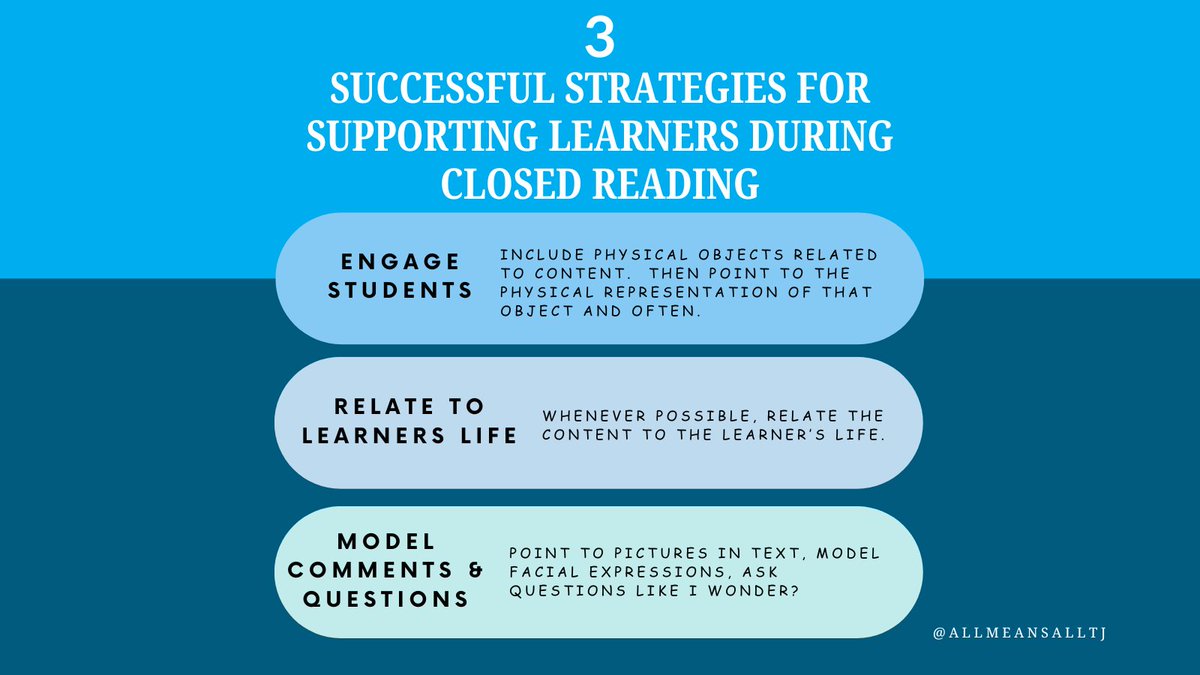 AllMeansAlltj's tweet image. Three strategies for supporting learners during #closedreading.  Always learning and growing!
#ReadingStrategies #SupportLearning #KnowBetterDoBetter