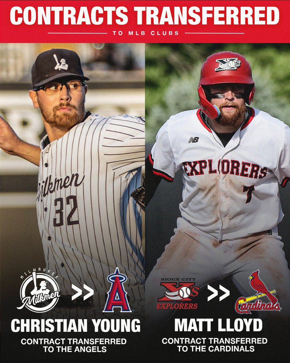 In just over a week, two 2023 AAPB All-Stars have had their contracts transferred to MLB clubs ✍️ Christian Young ➡️ @Angels Matt Lloyd ➡️ @Cardinals