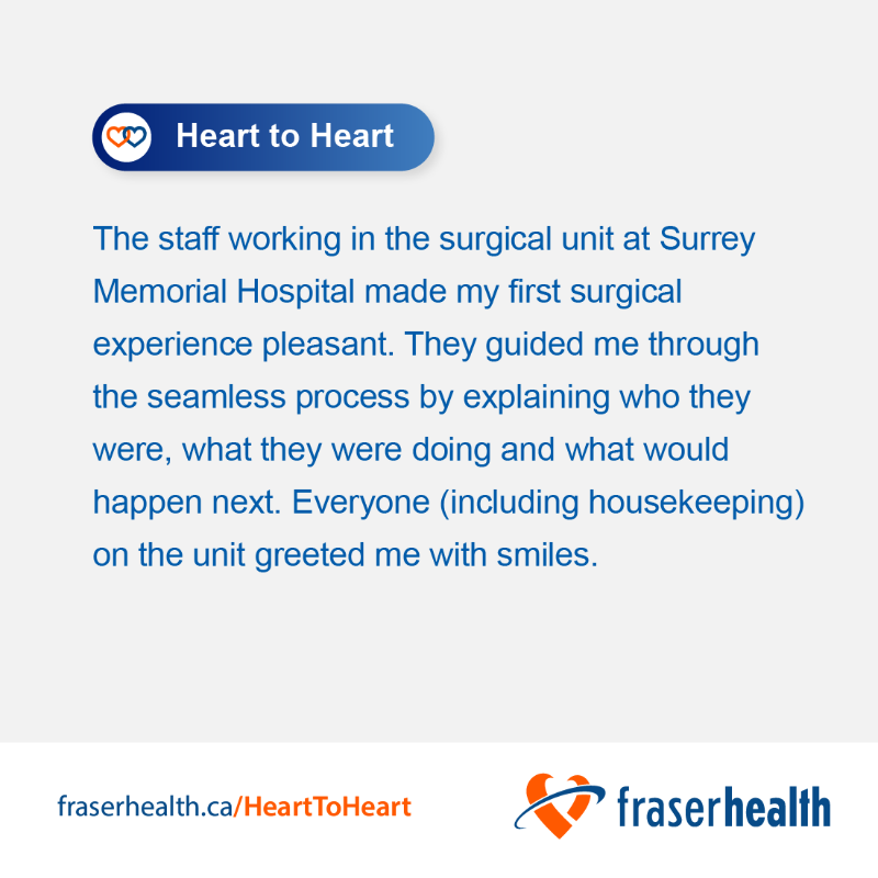 Fraserhealth's tweet photo. With a little bit of heart, we can face anything together. Read our moments of gratitude.

Is there someone from our team who you are grateful for? We’d love to know.

https://t.co/lycafizwZY

#hearttoheart

@ERHF1 @RoyalColumbian @SurreyHospFdn @FVHCF