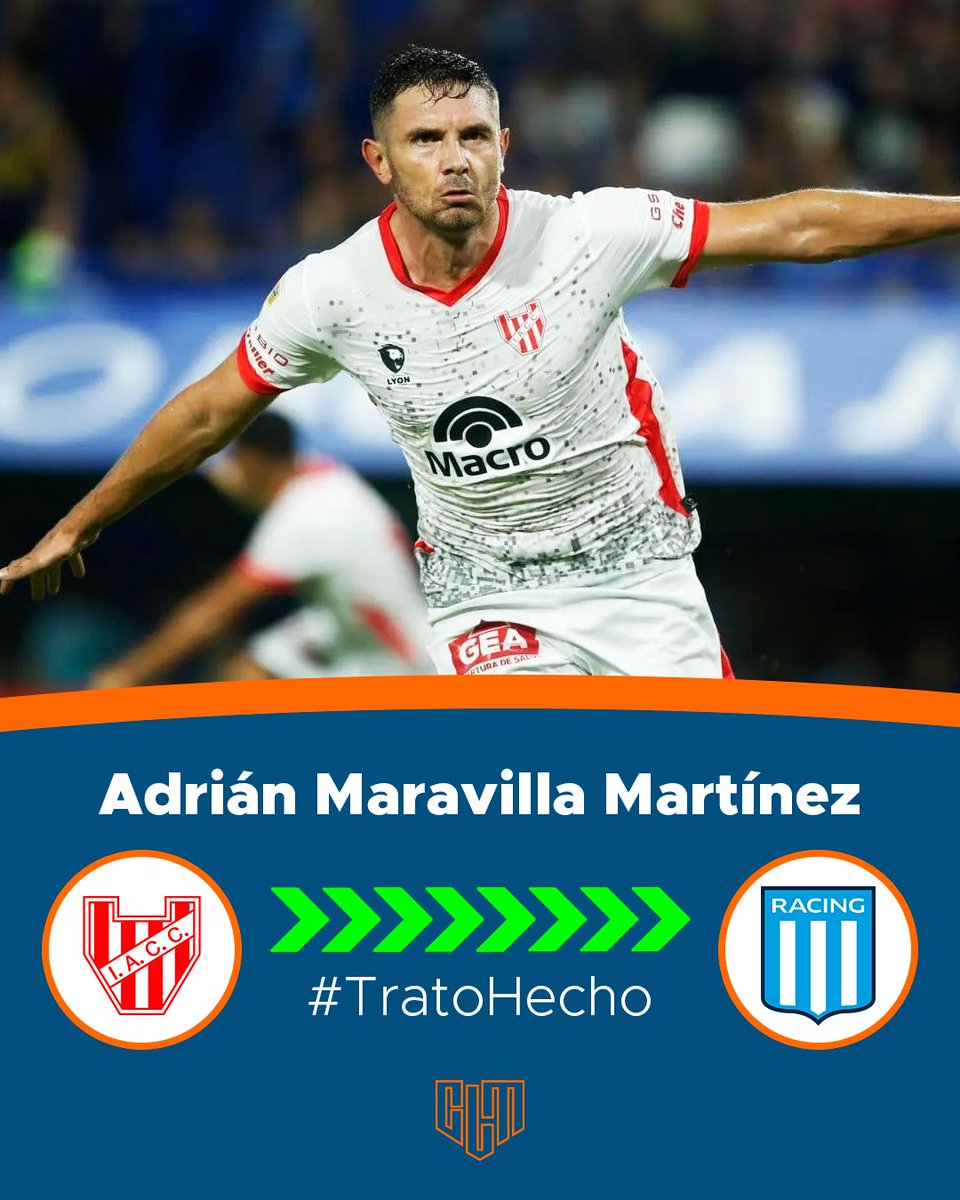 🚨Adrián "Maravilla" Martínez es nuevo refuerzo de #Racing. 
*️⃣Llega con el pase en su poder después de un muy buen paso por #Instituto y con un contrato hasta diciembre de 2026. #TratoHecho